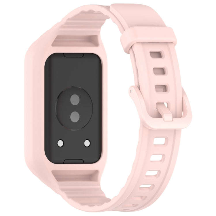 For Honor Band 10 / 9 Armor Integrated Silicone Watch Band(Light Pink)