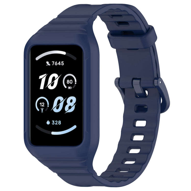 For Honor Band 10 / 9 Armor Integrated Silicone Watch Band(Midnight Blue)