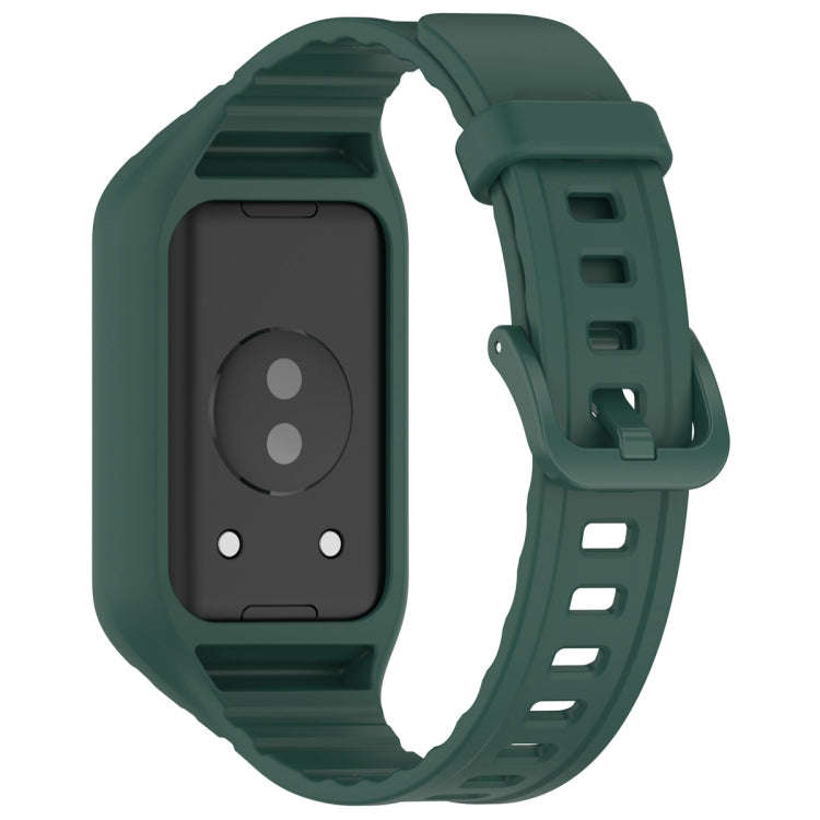 For Honor Band 10 / 9 Armor Integrated Silicone Watch Band(Dark Green)