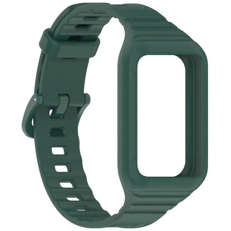 For Honor Band 10 / 9 Armor Integrated Silicone Watch Band(Dark Green)