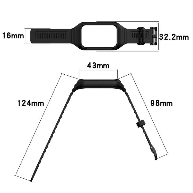 For Honor Band 10 / 9 Armor Integrated Silicone Watch Band(Black)