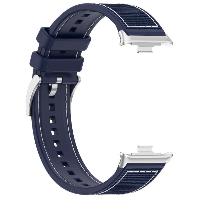 For Xiaomi Smart Band 9 Pro / 8 Pro Official Buckle Hybrid Nylon Braid Silicone Watch Band(Midnig...