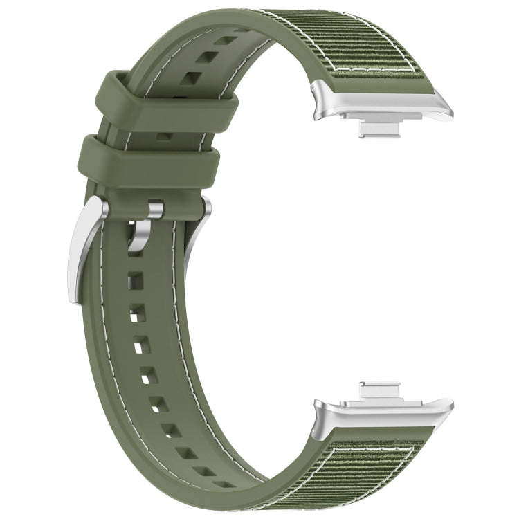 For Xiaomi Smart Band 9 Pro / 8 Pro Official Buckle Hybrid Nylon Braid Silicone Watch Band(Green)