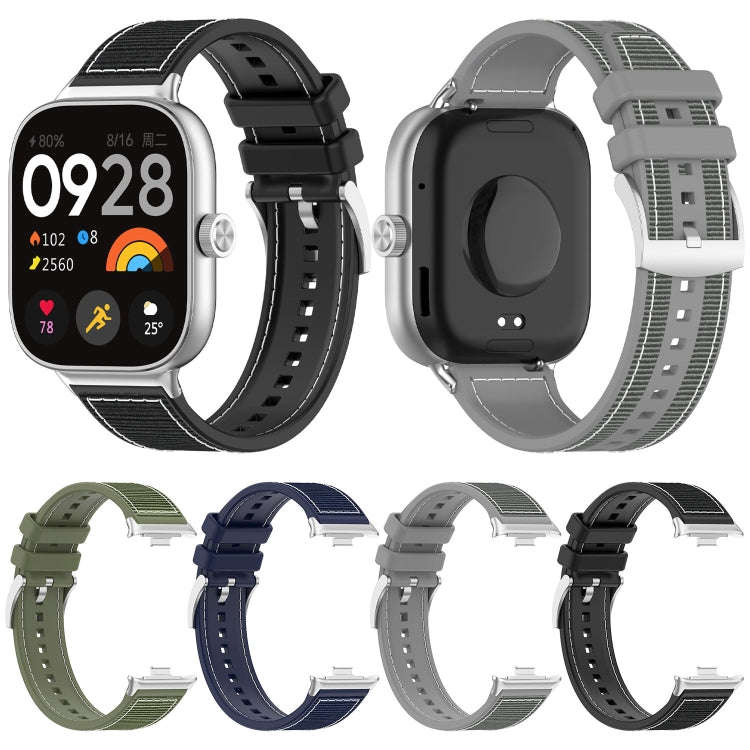 For Xiaomi Smart Band 9 Pro / 8 Pro Official Buckle Hybrid Nylon Braid Silicone Watch Band(Midnig...