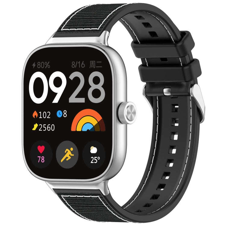 For Xiaomi Smart Band 9 Pro / 8 Pro Ordinary Buckle Hybrid Nylon Braid Silicone Watch Band(Black)