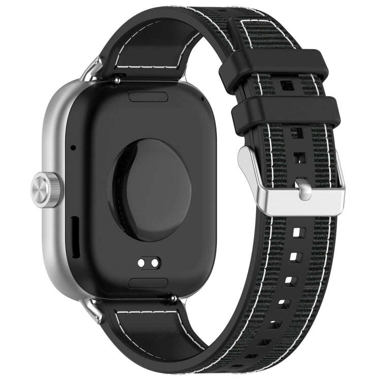 For Xiaomi Smart Band 9 Pro / 8 Pro Ordinary Buckle Hybrid Nylon Braid Silicone Watch Band(Black)