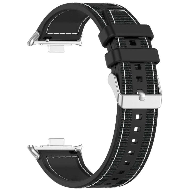 For Xiaomi Smart Band 9 Pro / 8 Pro Ordinary Buckle Hybrid Nylon Braid Silicone Watch Band(Black)
