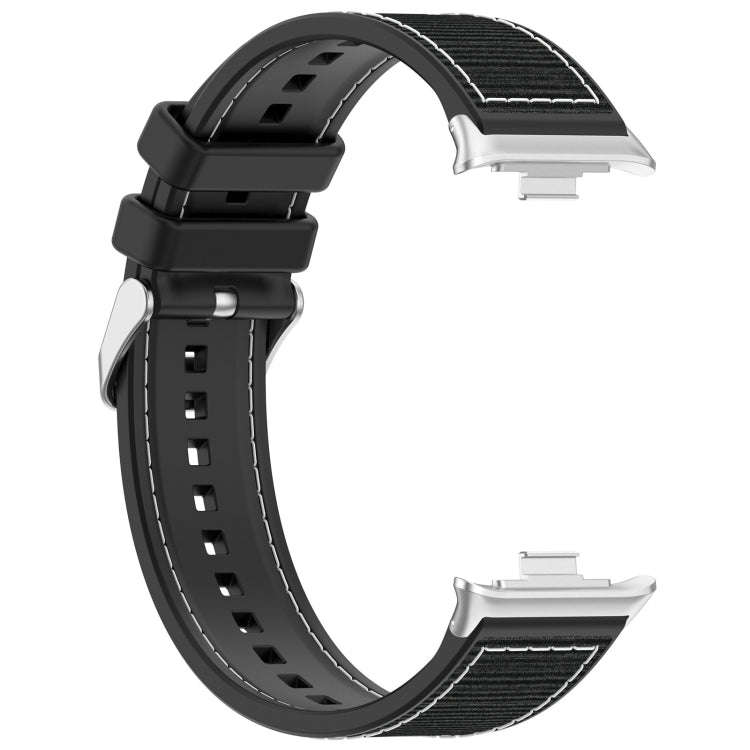 For Xiaomi Smart Band 9 Pro / 8 Pro Ordinary Buckle Hybrid Nylon Braid Silicone Watch Band(Black)