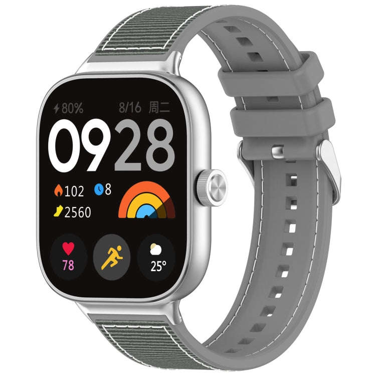 For Xiaomi Smart Band 9 Pro / 8 Pro Ordinary Buckle Hybrid Nylon Braid Silicone Watch Band(Grey)
