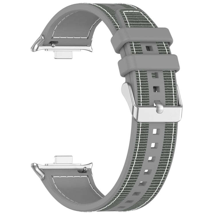 For Xiaomi Smart Band 9 Pro / 8 Pro Ordinary Buckle Hybrid Nylon Braid Silicone Watch Band(Grey)