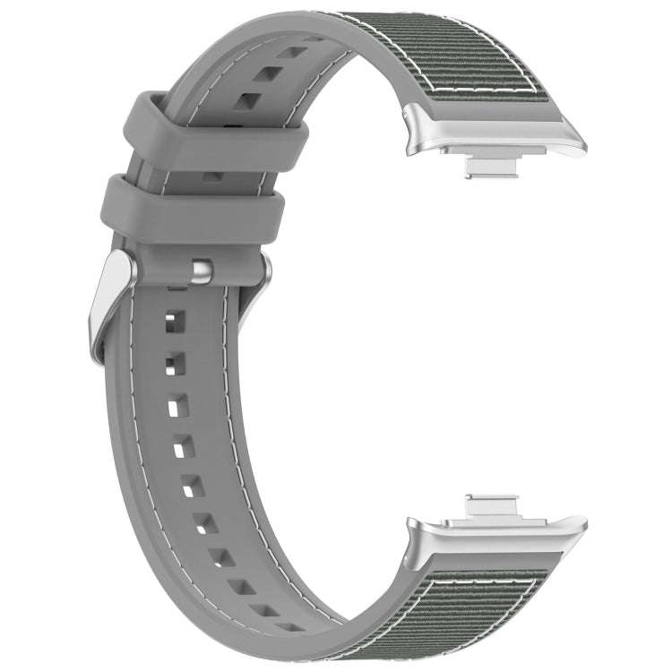 For Xiaomi Smart Band 9 Pro / 8 Pro Ordinary Buckle Hybrid Nylon Braid Silicone Watch Band(Grey)