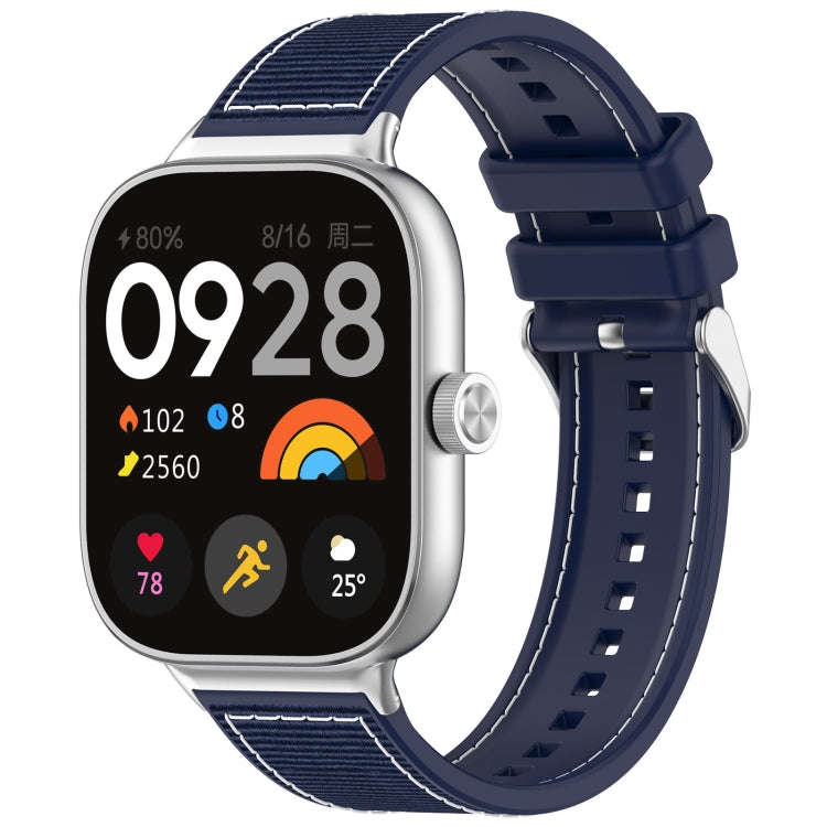 For Xiaomi Smart Band 9 Pro / 8 Pro Ordinary Buckle Hybrid Nylon Braid Silicone Watch Band(Midnig...