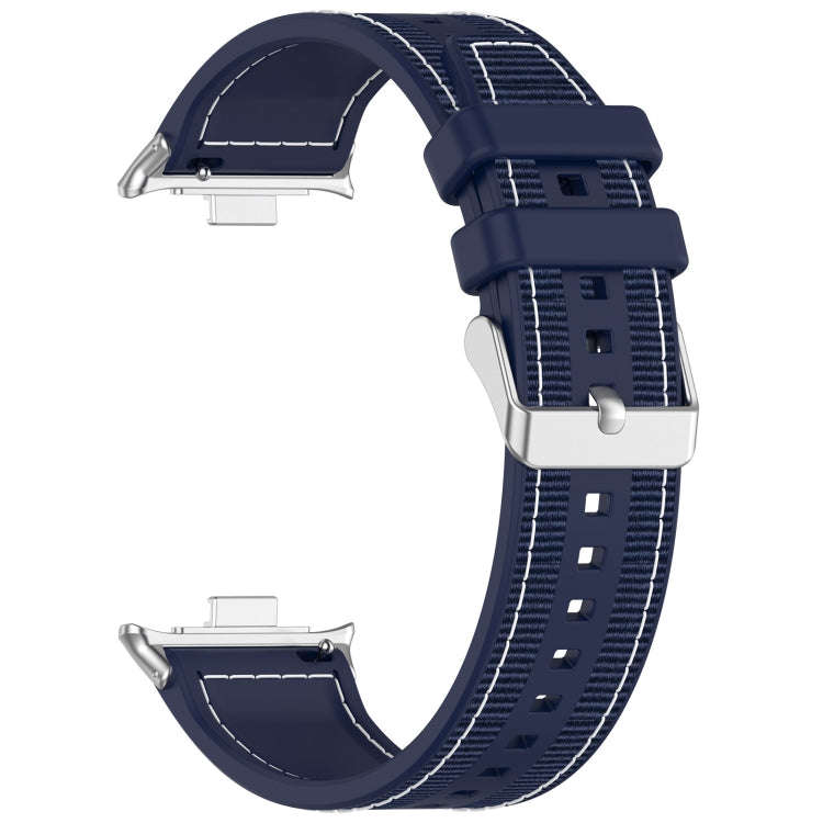For Xiaomi Smart Band 9 Pro / 8 Pro Ordinary Buckle Hybrid Nylon Braid Silicone Watch Band(Midnig...