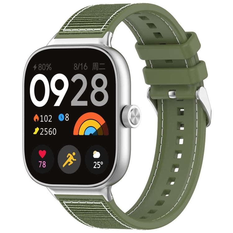 For Xiaomi Smart Band 9 Pro / 8 Pro Ordinary Buckle Hybrid Nylon Braid Silicone Watch Band(Green)