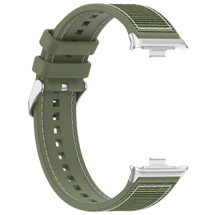 For Xiaomi Smart Band 9 Pro / 8 Pro Ordinary Buckle Hybrid Nylon Braid Silicone Watch Band(Green)