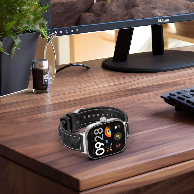 For Xiaomi Smart Band 9 Pro / 8 Pro Ordinary Buckle Hybrid Nylon Braid Silicone Watch Band(Black)