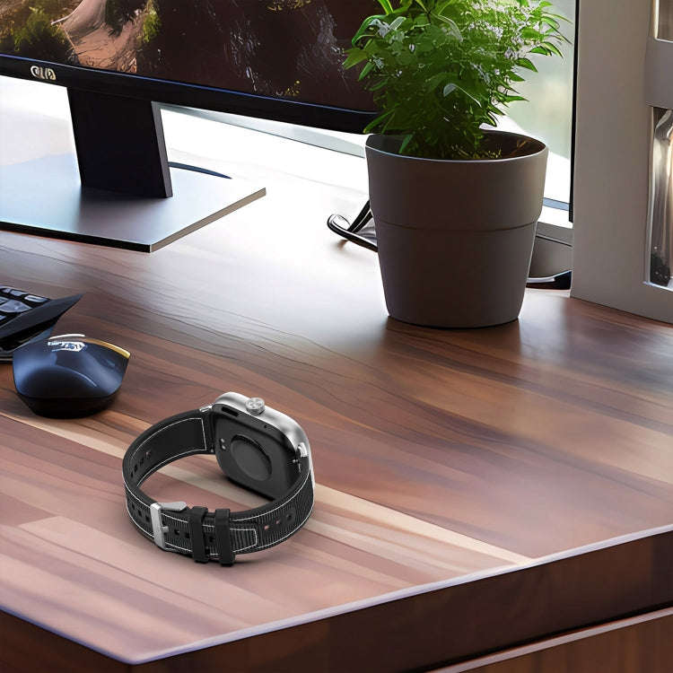 For Xiaomi Smart Band 9 Pro / 8 Pro Ordinary Buckle Hybrid Nylon Braid Silicone Watch Band(Black)