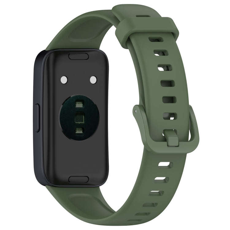 For Huawei Band 10 / 9 / 8 Solid Color Colorful Buckle Silicone Watch Band(Dark Green)