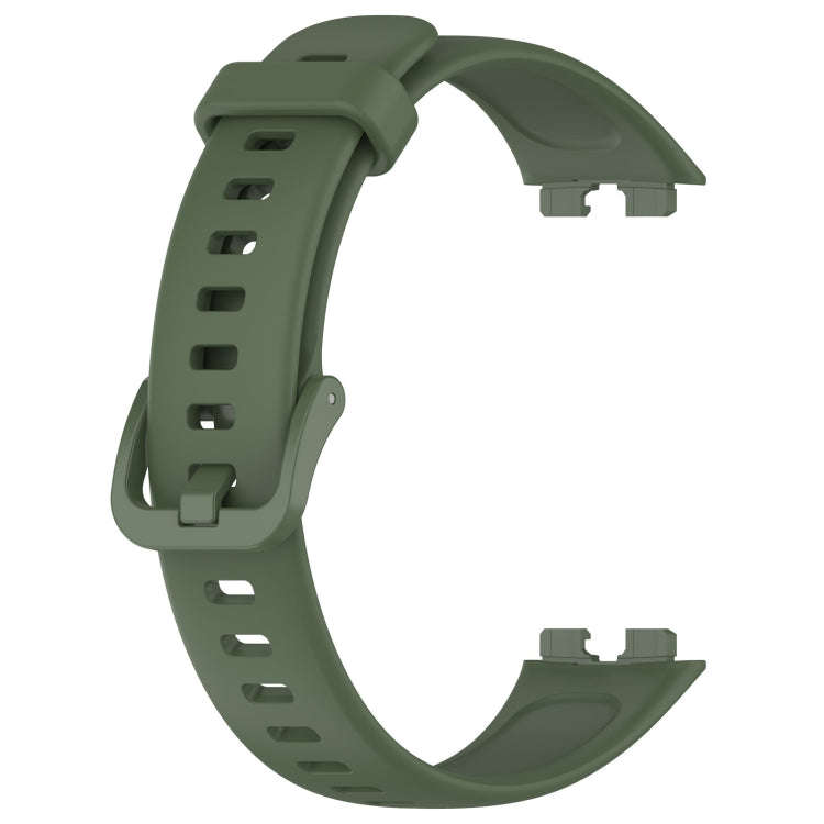 For Huawei Band 10 / 9 / 8 Solid Color Colorful Buckle Silicone Watch Band(Dark Green)