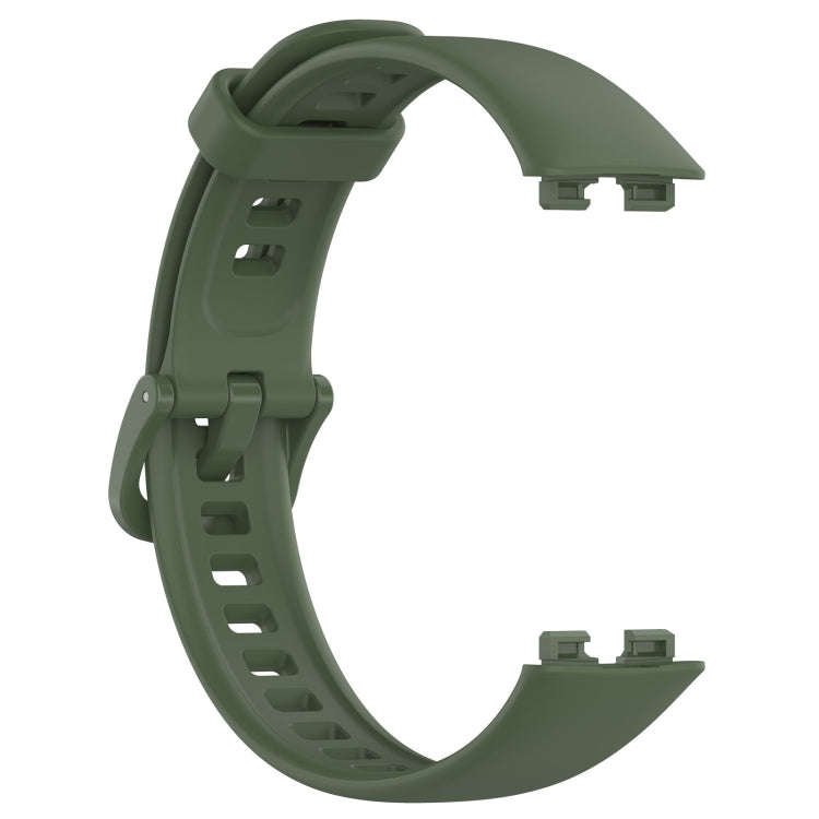 For Huawei Band 10 / 9 / 8 Solid Color Colorful Buckle Silicone Watch Band(Dark Green)