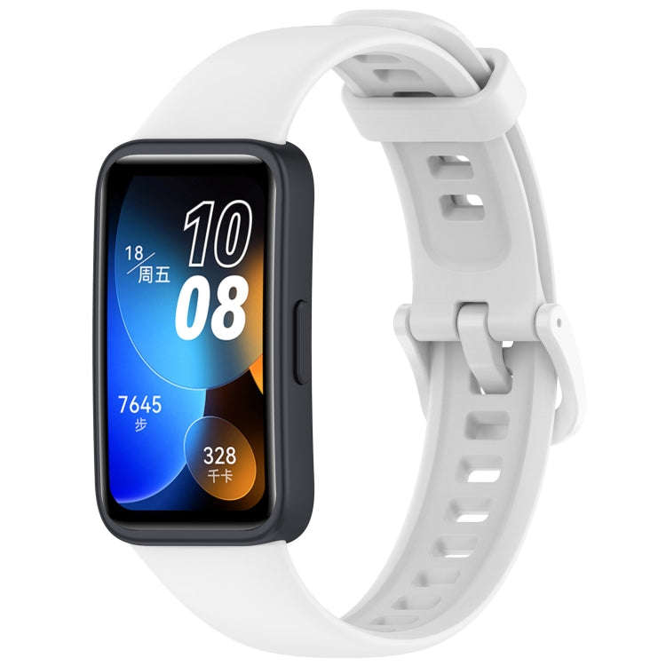 For Huawei Band 10 / 9 / 8 Solid Color Colorful Buckle Silicone Watch Band(White)