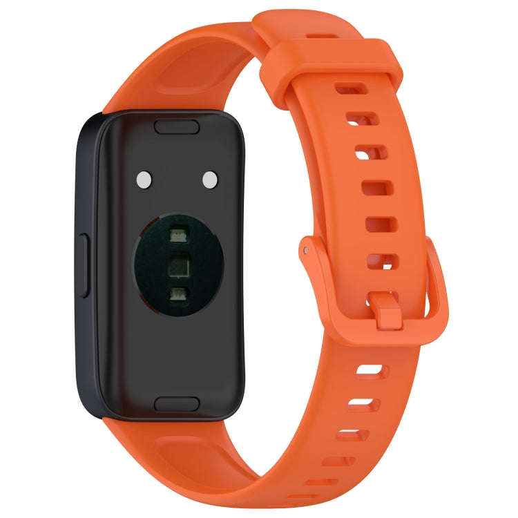 For Huawei Band 10 / 9 / 8 Solid Color Colorful Buckle Silicone Watch Band(Orange)