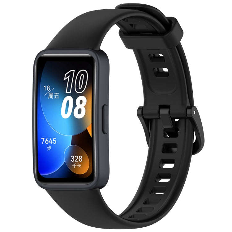 For Huawei Band 10 / 9 / 8 Solid Color Colorful Buckle Silicone Watch Band(Black)