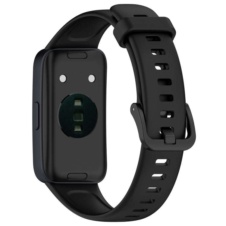 For Huawei Band 10 / 9 / 8 Solid Color Colorful Buckle Silicone Watch Band(Black)