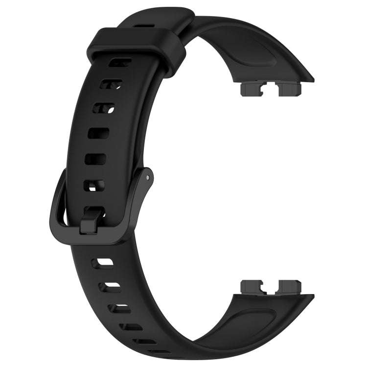 For Huawei Band 10 / 9 / 8 Solid Color Colorful Buckle Silicone Watch Band(Black)