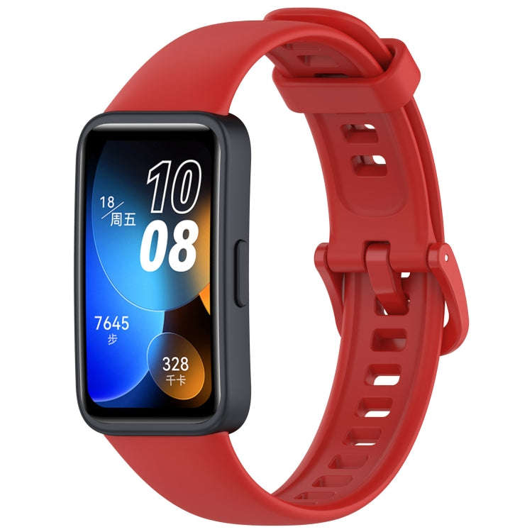 For Huawei Band 10 / 9 / 8 Solid Color Colorful Buckle Silicone Watch Band(Red)