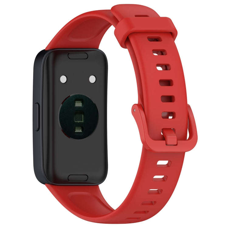 For Huawei Band 10 / 9 / 8 Solid Color Colorful Buckle Silicone Watch Band(Red)
