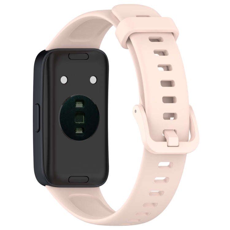 For Huawei Band 10 / 9 / 8 Solid Color Colorful Buckle Silicone Watch Band(Light Pink)