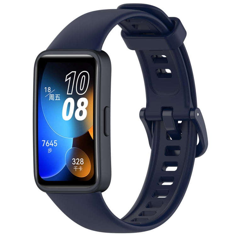 For Huawei Band 10 / 9 / 8 Solid Color Colorful Buckle Silicone Watch Band(Ink Blue)