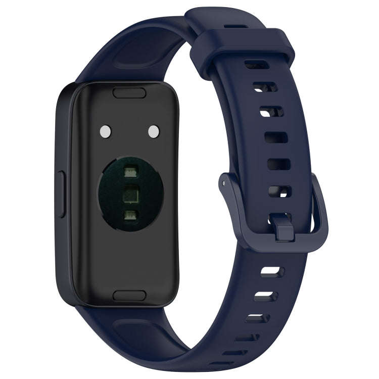 For Huawei Band 10 / 9 / 8 Solid Color Colorful Buckle Silicone Watch Band(Ink Blue)