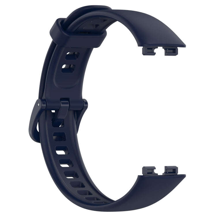 For Huawei Band 10 / 9 / 8 Solid Color Colorful Buckle Silicone Watch Band(Ink Blue)