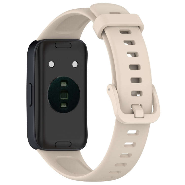 For Huawei Band 10 / 9 / 8 Solid Color Colorful Buckle Silicone Watch Band(Ivory White)
