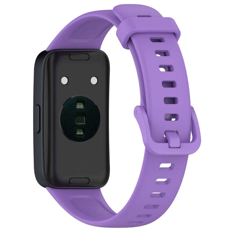 For Huawei Band 10 / 9 / 8 Solid Color Colorful Buckle Silicone Watch Band(Purple)