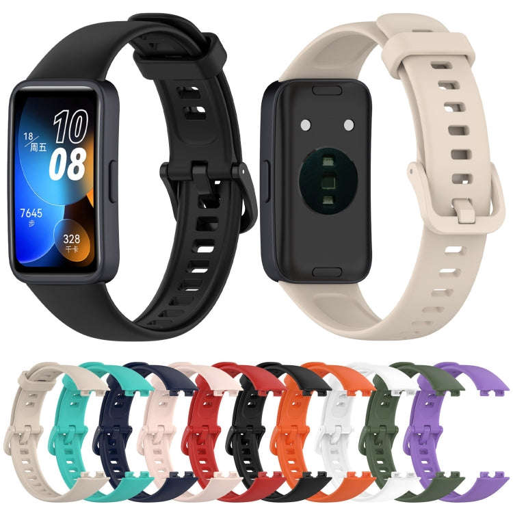 For Huawei Band 10 / 9 / 8 Solid Color Colorful Buckle Silicone Watch Band(Orange)