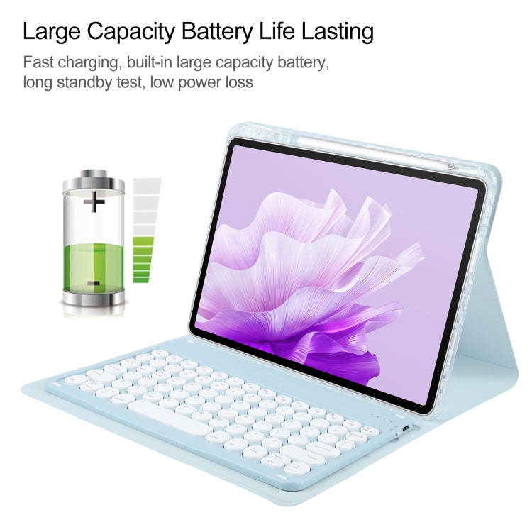 For Huawei MatePad Air 11.5 Round Button Bluetooth Keyboard Rotatable Holder Leather Case(Sky Blue)