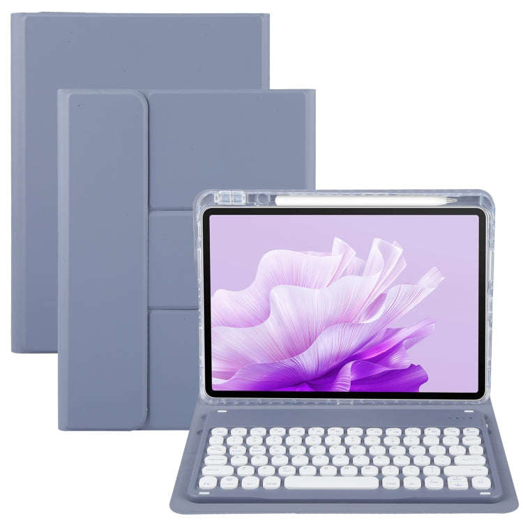For Huawei MatePad Air 11.5 Round Button Bluetooth Keyboard Rotatable Holder Leather Case(Lavende...