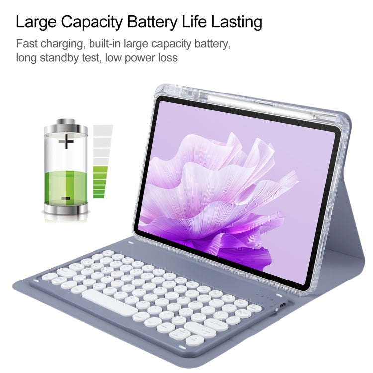 For Huawei MatePad Air 11.5 Round Button Bluetooth Keyboard Rotatable Holder Leather Case(Lavende...