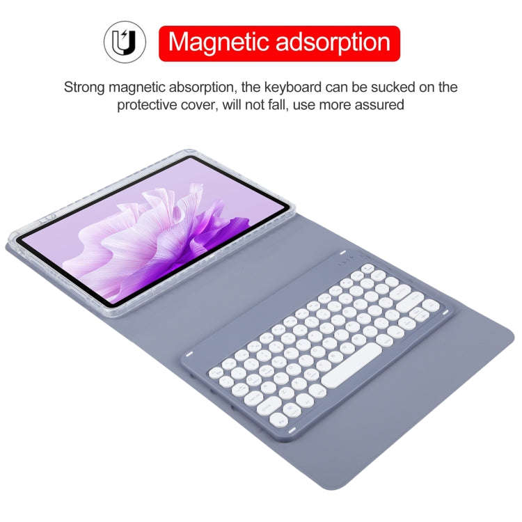 For Huawei MatePad Air 11.5 Round Button Bluetooth Keyboard Rotatable Holder Leather Case(Lavende...