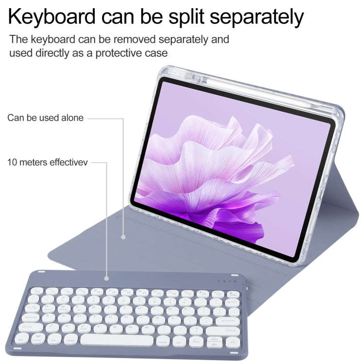 For Huawei MatePad Air 11.5 Round Button Bluetooth Keyboard Rotatable Holder Leather Case(Lavende...