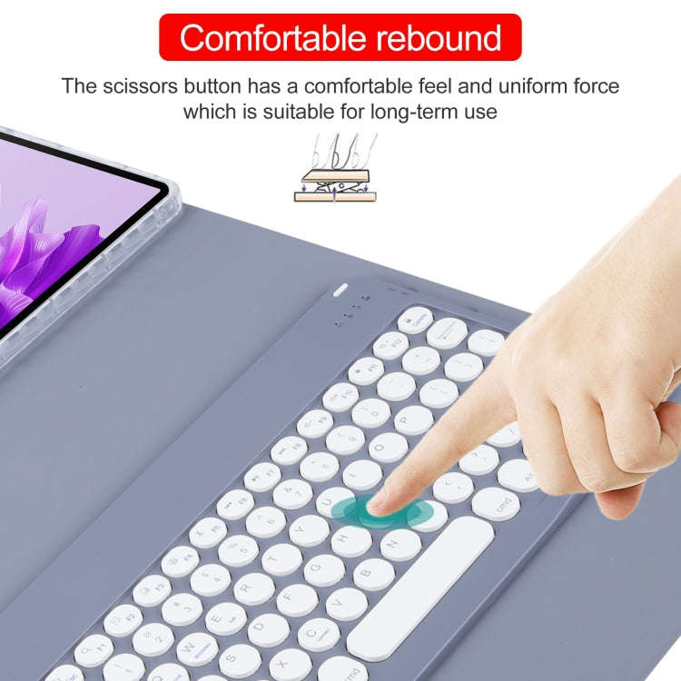 For Huawei MatePad Air 11.5 Round Button Bluetooth Keyboard Rotatable Holder Leather Case(Lavende...