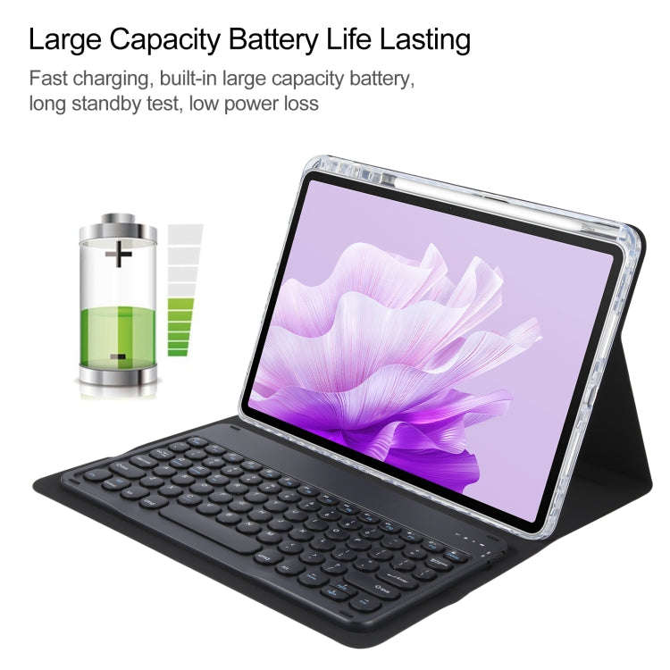 For Huawei MatePad Air 11.5 Round Button Bluetooth Keyboard Rotatable Holder Leather Case(Black)