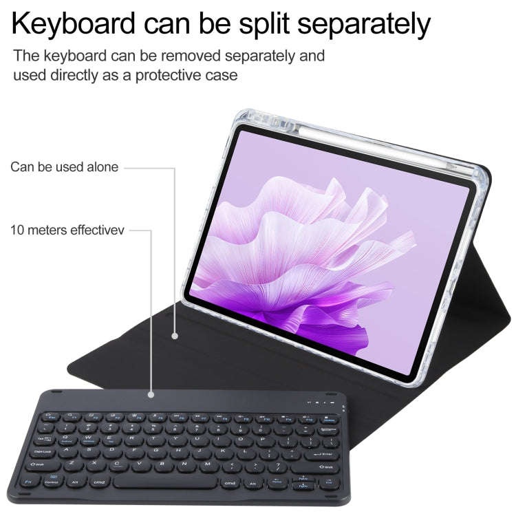 For Huawei MatePad Air 11.5 Round Button Bluetooth Keyboard Rotatable Holder Leather Case(Black)