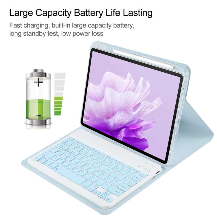 For Huawei MatePad Air 11.5 Square Button Bluetooth Keyboard Rotatable Holder Leather Case(Sky Blue)