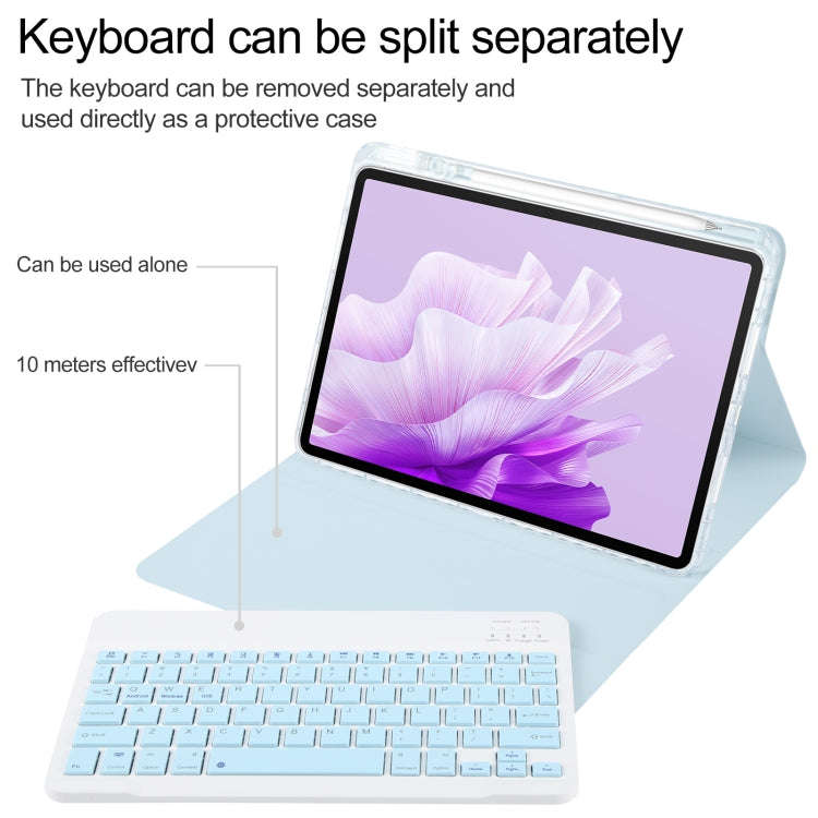 For Huawei MatePad Air 11.5 Square Button Bluetooth Keyboard Rotatable Holder Leather Case(Sky Blue)