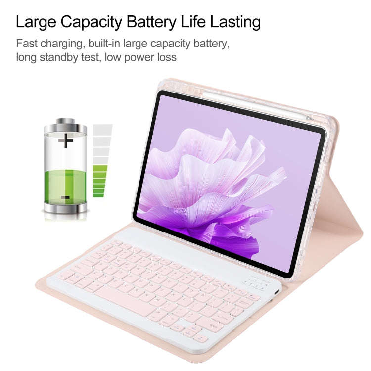 For Huawei MatePad Air 11.5 Square Button Bluetooth Keyboard Rotatable Holder Leather Case(Rose G...