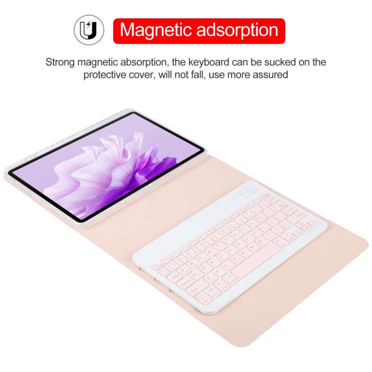 For Huawei MatePad Air 11.5 Square Button Bluetooth Keyboard Rotatable Holder Leather Case(Rose G...
